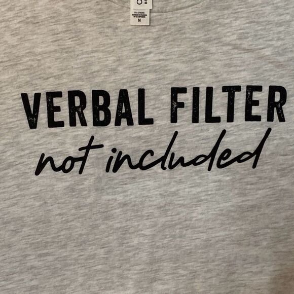 Ladies Funny Short Sleeve Gray TShirt “Verbal Filter Not Included” Women Medium - Picture 2 of 7